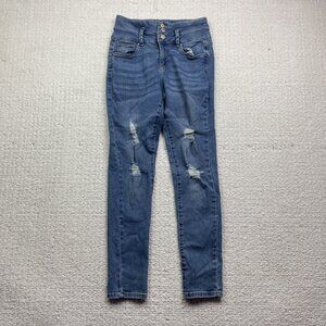 Refuge Denim Women's Push up High Rise Wash Distressed Skinny Leg Jeans Sz 03